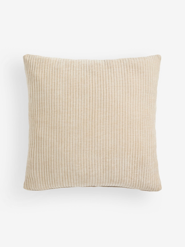 Light Natural 59 x 59cm Corded Chenille Cushion - Image 4 of 5