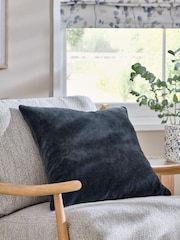 Blue Loxley Velvet 50 x 50cm Knife Edge Cushion - Image 1 of 3