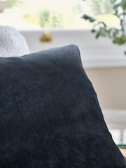 Blue Loxley Velvet 50 x 50cm Knife Edge Cushion - Image 2 of 3