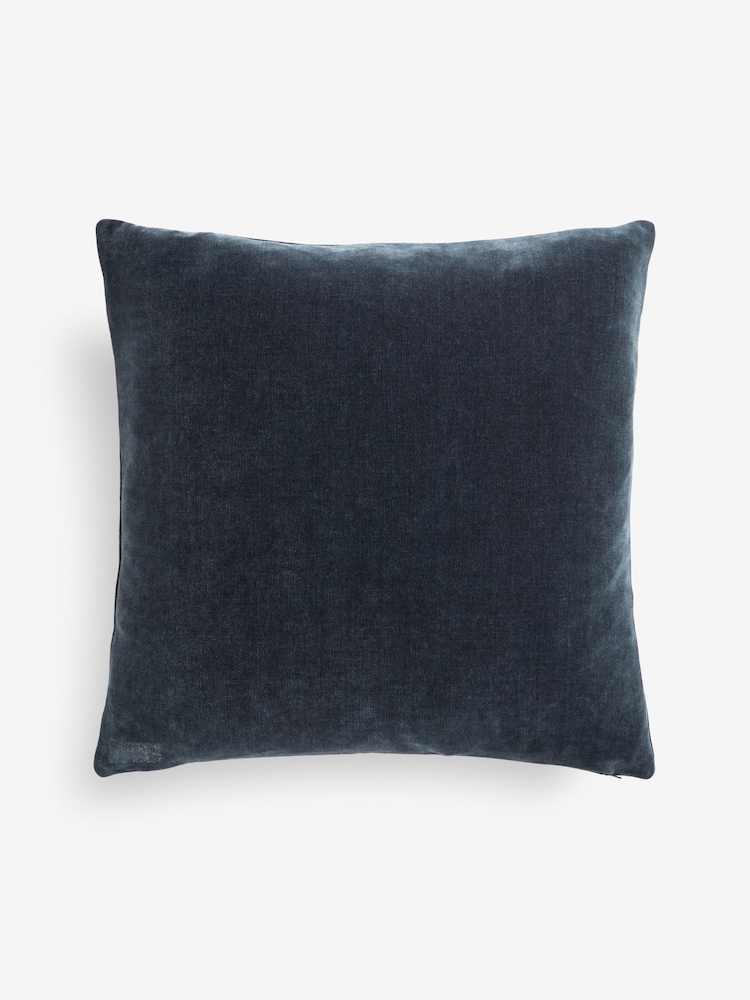 Blue Loxley Velvet 50 x 50cm Knife Edge Cushion - Image 3 of 3
