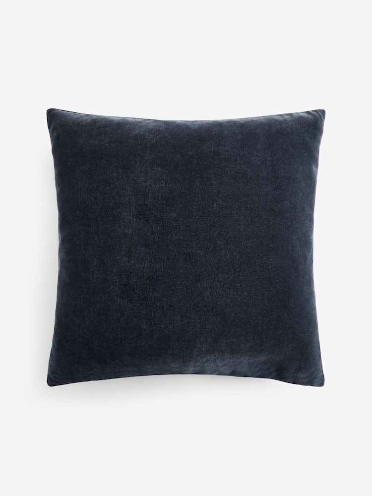 Blue Loxley Velvet 50 x 50cm Knife Edge Cushion - Image 4 of 4