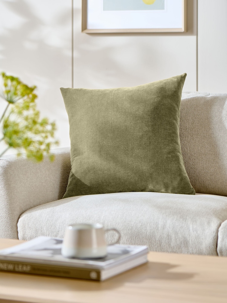 Green Loxley Velvet 50 x 50cm Knife Edge Cushion - Image 1 of 4