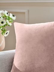 Blush Pink Loxley Velvet 50 x 50cm Knife Edge Cushion - Image 2 of 5