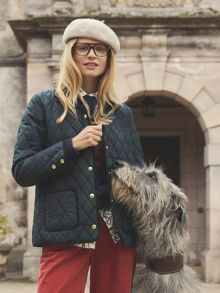 Joules Quinn Blackwatch Showerproof Diamond Quilted Coat - Image 1 of 13