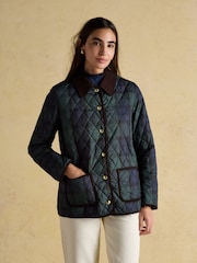 Joules Quinn Blackwatch Showerproof Diamond Quilted Coat - Image 3 of 13