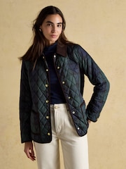 Joules Quinn Blackwatch Showerproof Diamond Quilted Coat - Image 7 of 13