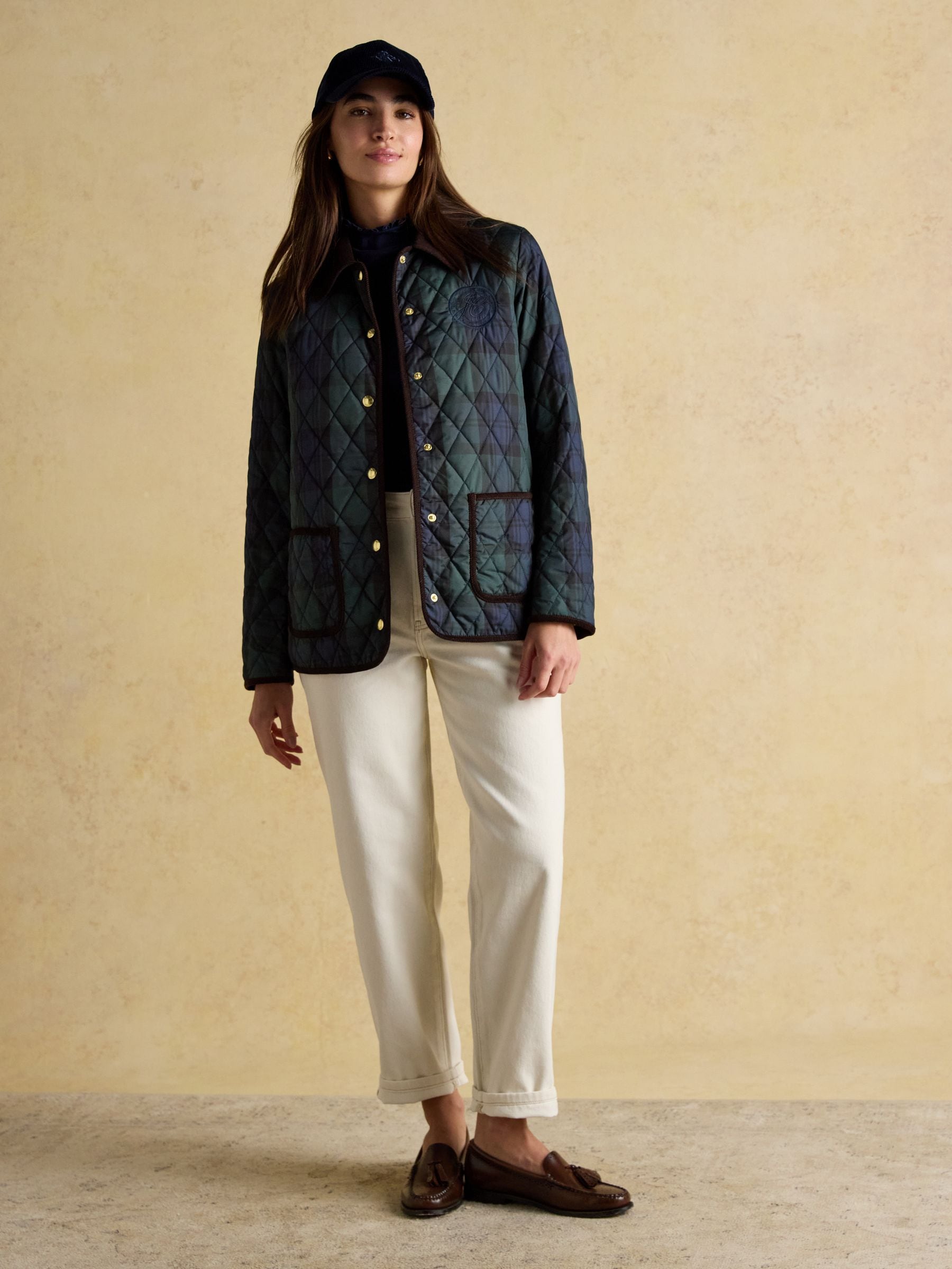 Buy Joules Quinn Blackwatch Showerproof Diamond Quilted Coat from