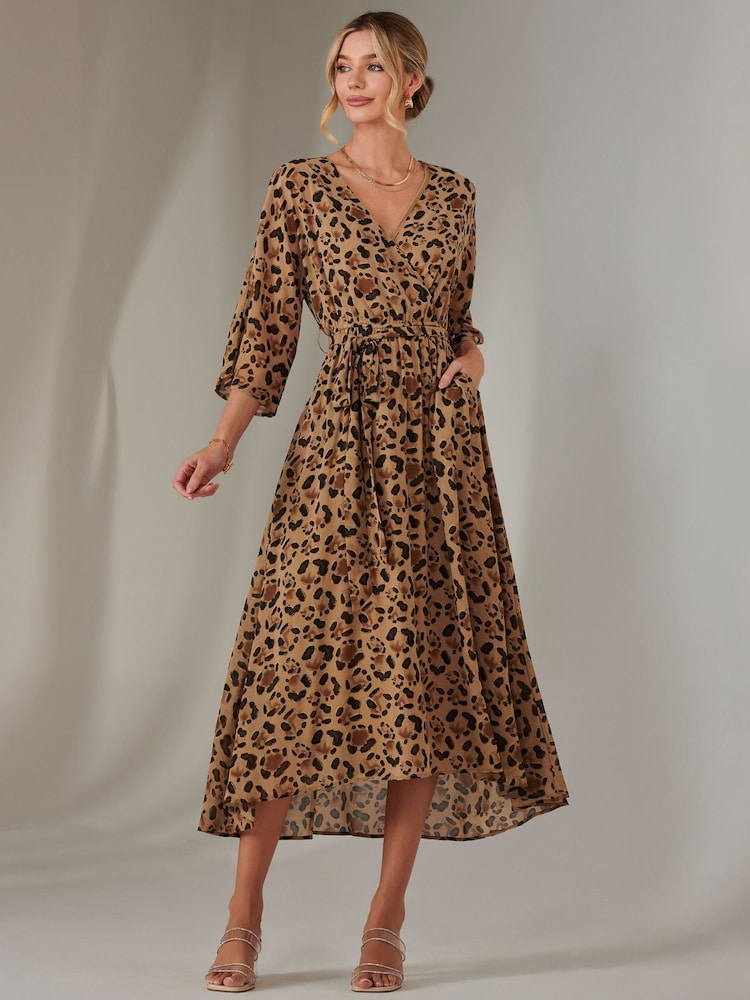 Jolie Moi Gold Spot Printed Chiffon Maxi Dress - Image 1 of 7