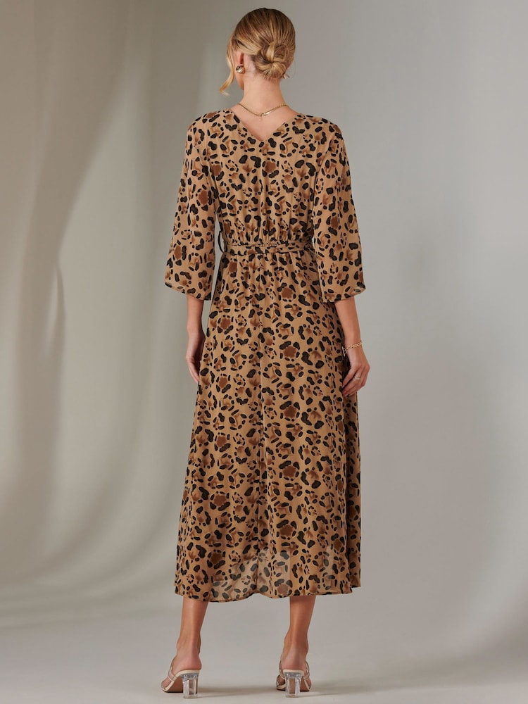 Jolie Moi Gold Spot Printed Chiffon Maxi Dress - Image 2 of 7