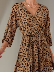 Jolie Moi Gold Spot Printed Chiffon Maxi Dress - Image 3 of 7