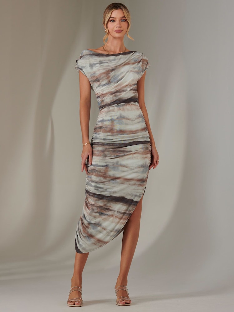 Jolie Moi Blue Lois Off Shoulder Bodycon Dress - Image 1 of 8