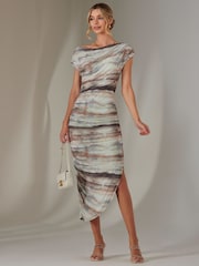 Jolie Moi Blue Lois Off Shoulder Bodycon Dress - Image 3 of 8
