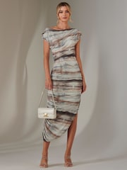 Jolie Moi Blue Lois Off Shoulder Bodycon Dress - Image 6 of 8