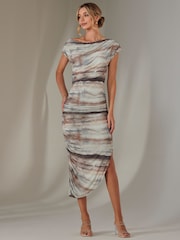 Jolie Moi Blue Lois Off Shoulder Bodycon Dress - Image 7 of 8