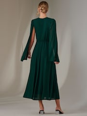 Jolie Moi Green Amira Cape Maxi Dress - Image 2 of 7