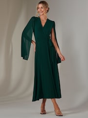 Jolie Moi Green Amira Cape Maxi Dress - Image 3 of 7