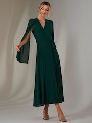 Jolie Moi Green Amira Cape Maxi Dress - Image 5 of 7