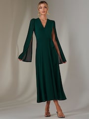 Jolie Moi Green Amira Cape Maxi Dress - Image 6 of 7