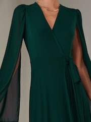 Jolie Moi Green Amira Cape Maxi Dress - Image 7 of 7