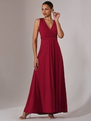 Jolie Moi Red Ella Wrap Bodice Jersey Dress - Image 1 of 8