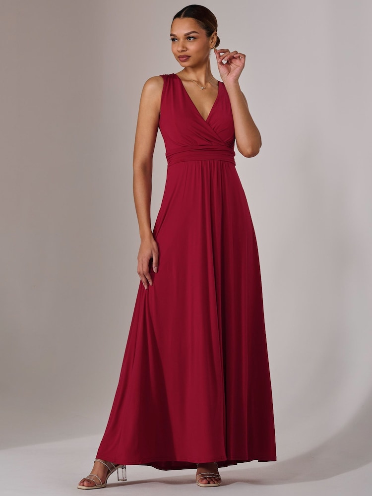 Jolie Moi Red Ella Wrap Bodice Jersey Dress - Image 1 of 8