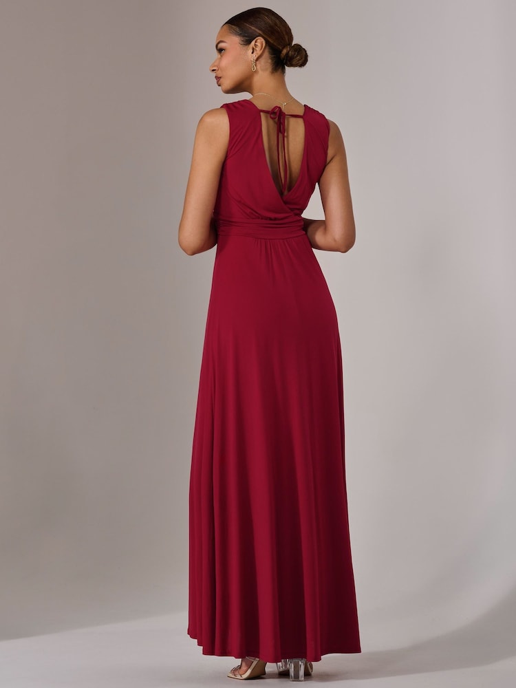 Jolie Moi Red Ella Wrap Bodice Jersey Dress - Image 2 of 8