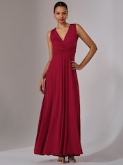 Jolie Moi Red Ella Wrap Bodice Jersey Dress - Image 3 of 8