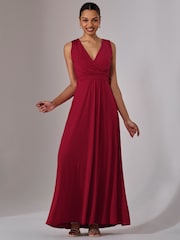 Jolie Moi Red Ella Wrap Bodice Jersey Dress - Image 6 of 8