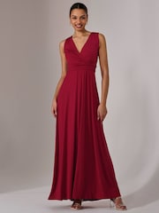 Jolie Moi Red Ella Wrap Bodice Jersey Dress - Image 7 of 8
