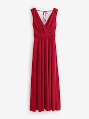 Jolie Moi Red Ella Wrap Bodice Jersey Dress - Image 8 of 8