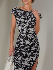 Jolie Moi Black Lois Off Shoulder Bodycon Dress - Image 3 of 8