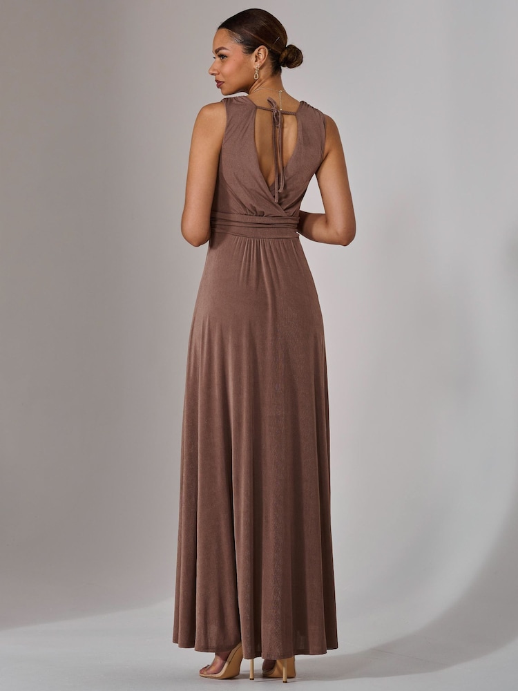 Jolie Moi Natural Ella Wrap Bodice Jersey Dress - Image 2 of 8 Jolie Moi Natural Ella Wrap Bodice Jersey Dress - Image 2 of 8