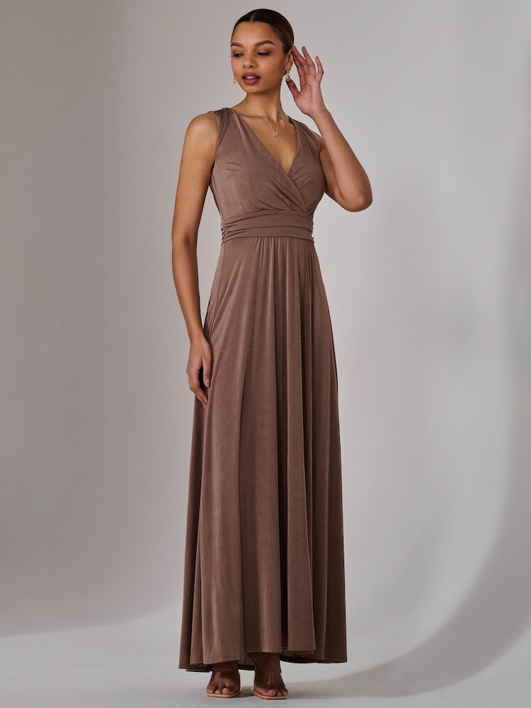 Jolie Moi Natural Ella Wrap Bodice Jersey Dress - Image 5 of 8