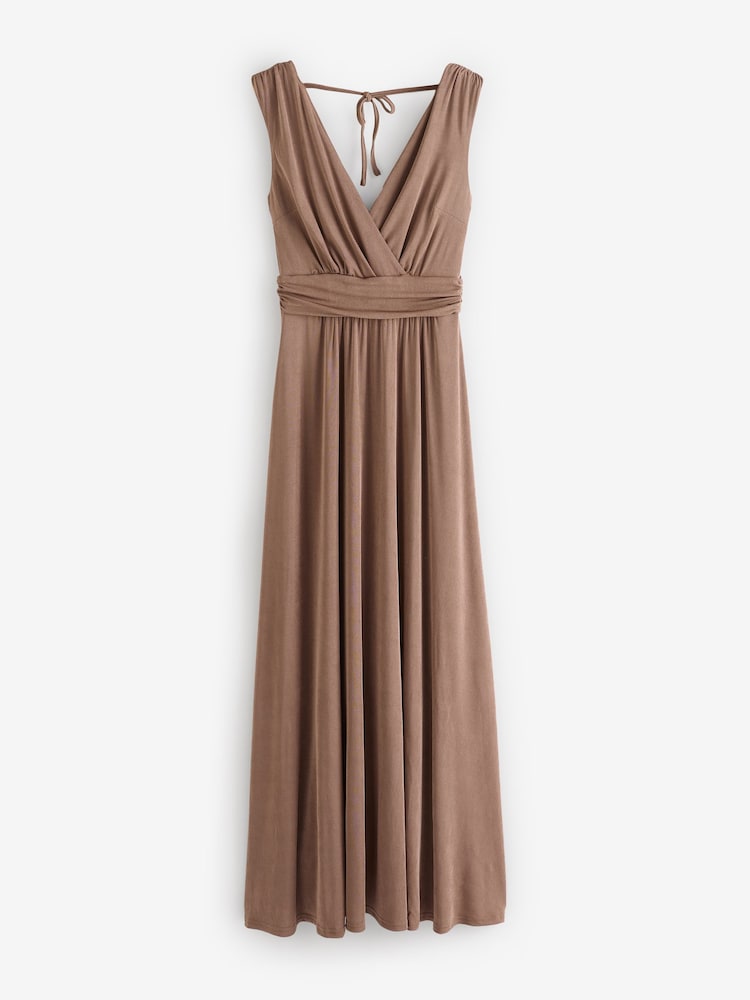 Jolie Moi Natural Ella Wrap Bodice Jersey Dress - Image 8 of 8 Jolie Moi Natural Ella Wrap Bodice Jersey Dress - Image 8 of 8