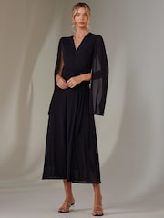 Jolie Moi Navy Amira Cape Maxi Dress - Image 1 of 7