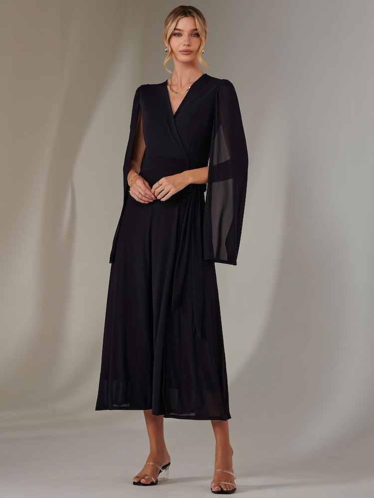 Jolie Moi Navy Amira Cape Maxi Dress - Image 1 of 7