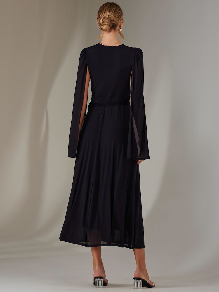 Jolie Moi Navy Amira Cape Maxi Dress - Image 2 of 7