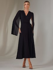 Jolie Moi Navy Amira Cape Maxi Dress - Image 3 of 7