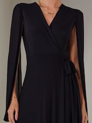 Jolie Moi Navy Amira Cape Maxi Dress - Image 4 of 7