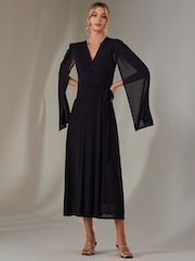 Jolie Moi Navy Amira Cape Maxi Dress - Image 5 of 7