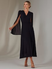 Jolie Moi Navy Amira Cape Maxi Dress - Image 6 of 7