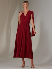 Jolie Moi Red Amira Cape Maxi Dress - Image 1 of 7