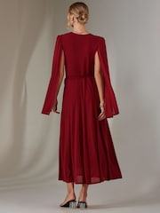 Jolie Moi Red Amira Cape Maxi Dress - Image 2 of 7