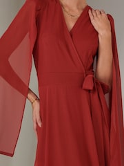 Jolie Moi Red Amira Cape Maxi Dress - Image 7 of 7