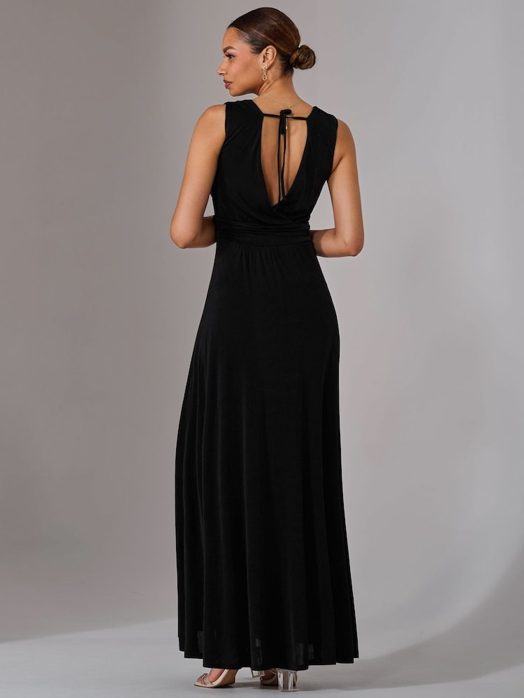 Jolie Moi Black Ella Wrap Bodice Jersey Dress - Image 2 of 6 Jolie Moi Black Ella Wrap Bodice Jersey Dress - Image 2 of 6