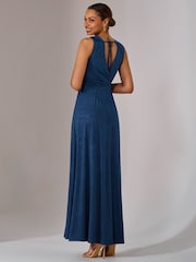 Jolie Moi Navy Blue Ella Wrap Bodice Jersey Dress - Image 2 of 7