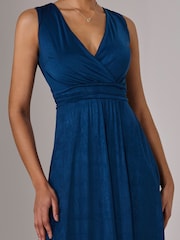 Jolie Moi Navy Blue Ella Wrap Bodice Jersey Dress - Image 3 of 7