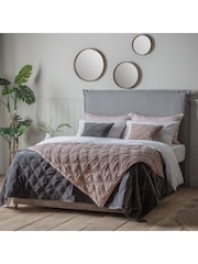 Gallery Home Grey Quilted 100% Cotton Velvet Bedspread - Image 1 of 5