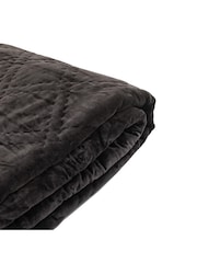 Gallery Home Grey Quilted 100% Cotton Velvet Bedspread - Image 3 of 5