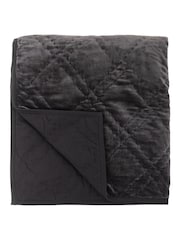 Gallery Home Grey Quilted 100% Cotton Velvet Bedspread - Image 4 of 5